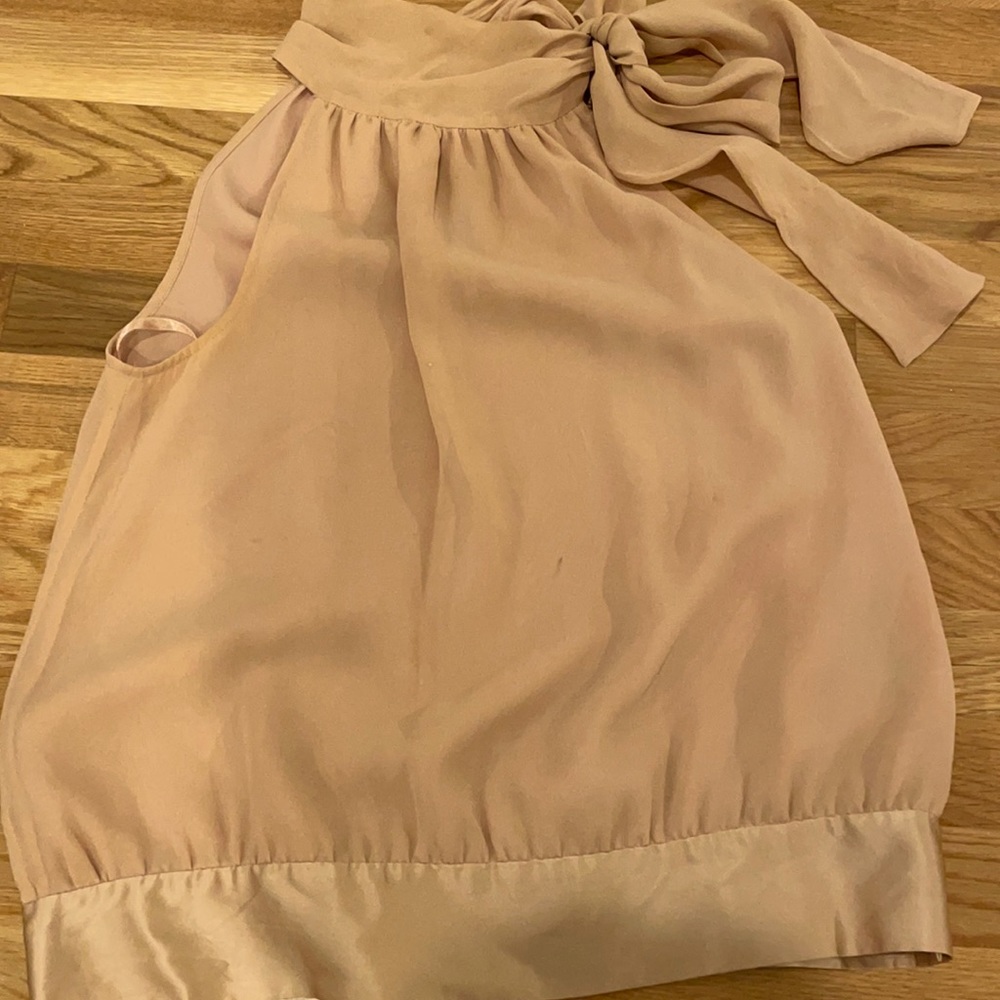 Banana Republic, size S, dressy tank with high neck bow, beige-pink
